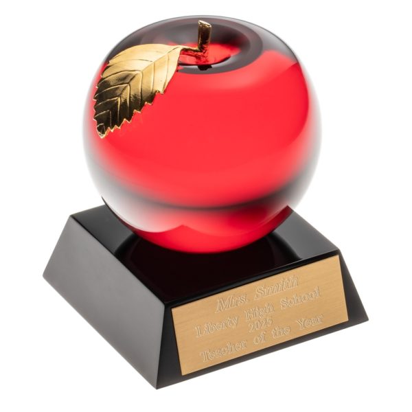 Lucite Apple (4-1/4") on Small Pedestal Base