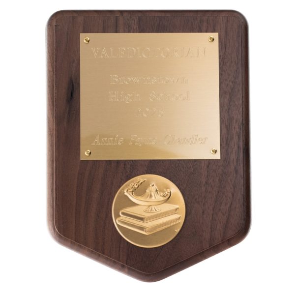 Shield Plaque with Academic Lamp or Knowledge (5-1/4" x 7-1/2")