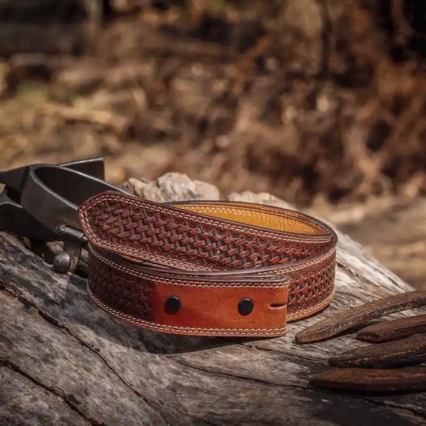 Basket Weave Leather Belt - Image 3