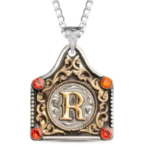 Initial Cow Tag Graduation Necklace