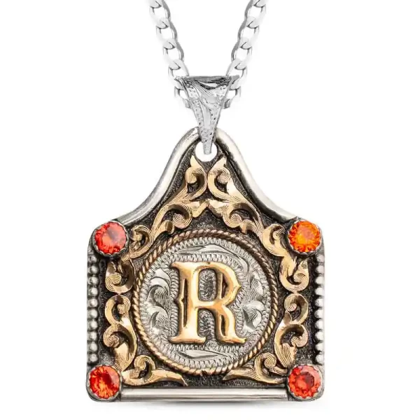 Initial Cow Tag Graduation Necklace